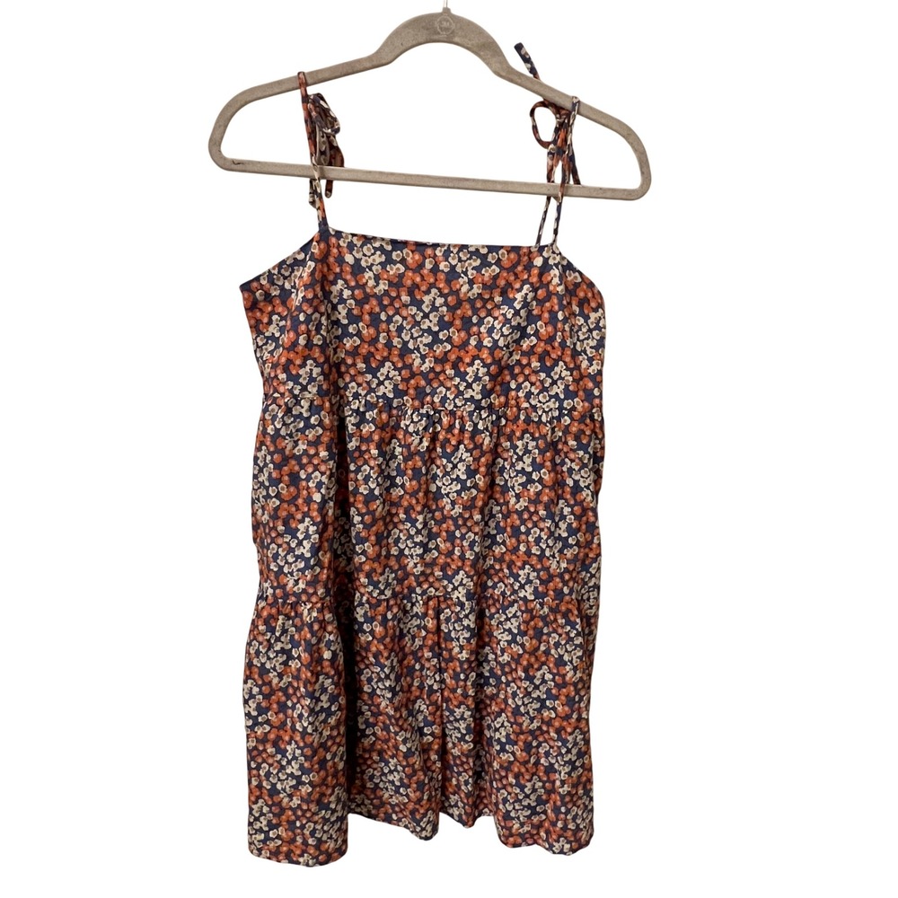 EVERLANE GAUZE MINI TIERED 100% Organic Cotton Tie Strap Mini Dress. Small